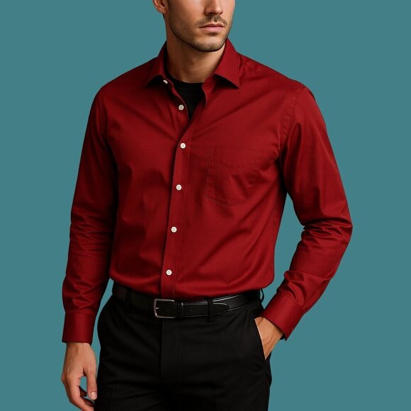Tommy Hilfiger Slim Fit Red Dress Shirt – 17.5 Neck / 32-33 Sleeve - Picture 1 of 7